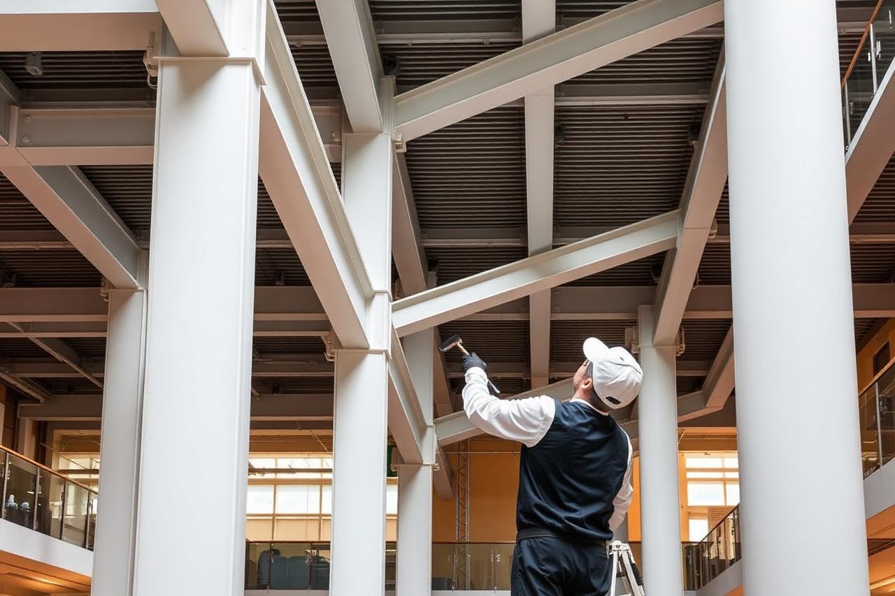 Intumescent fire protection coating applied to architectural steel