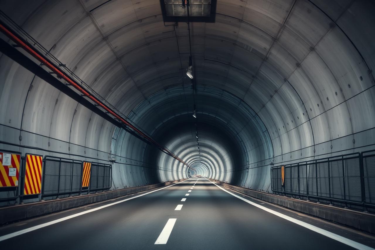 Fire protection lining inside a road tunnel